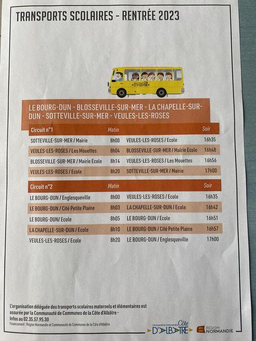 Transports scolaires rentree 2023